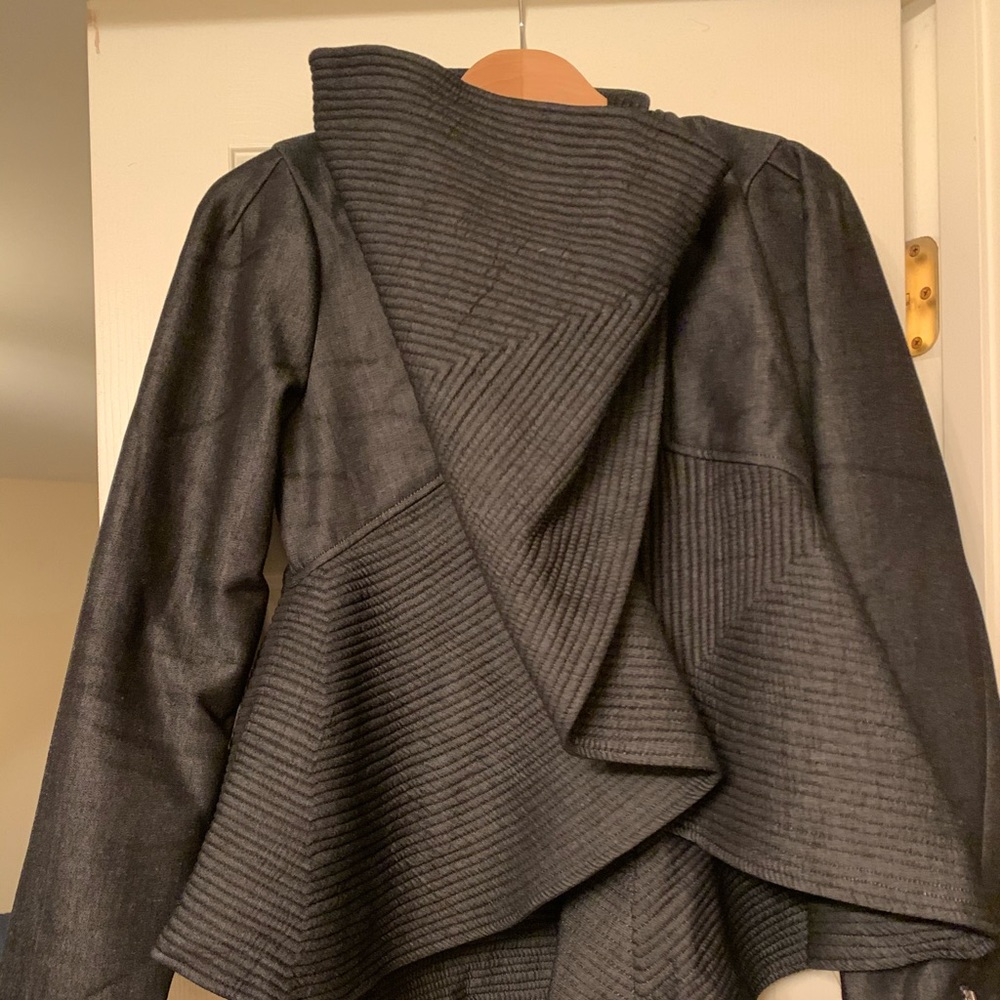 Peplum denim look jacket